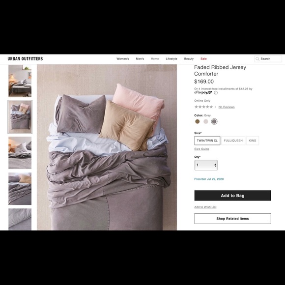 UO Faded Ribbed Jersey Comforter